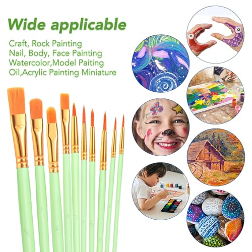 ESRICH 160PCS Paint Brushes, Paint Brush for Acrylic Painting | Artist Paintbrushes for Oil Watercolor, Body Face Rock Canvas, Small Paint Brushes for Kids, Green - color: Green, size: 160