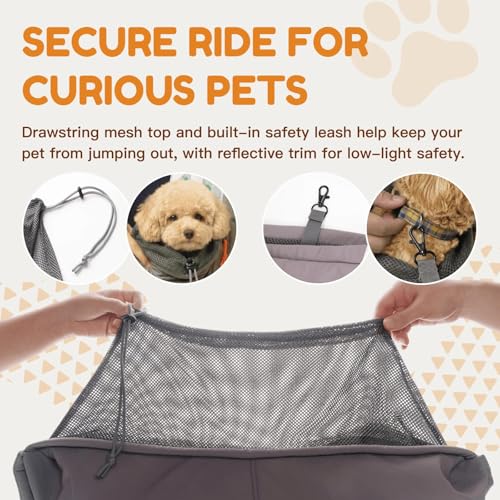 Pet Sling Carrier for Small Dogs and Cats, Hands-Free Crossbody Bag with Safety Leash, Multiple Pockets, Gray, 5-15 lb