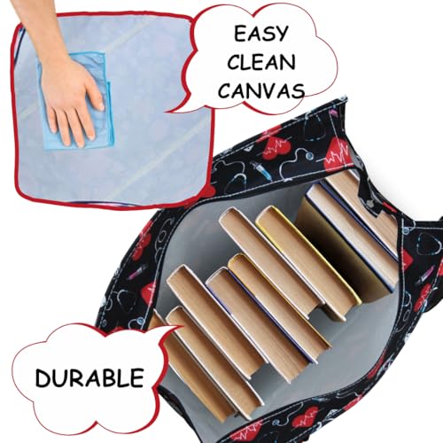 NGIL Utility Water Resistant Tote Bag | Work Tote for Women, Nurse Bag, Teacher's Choice Purse, Gym Bag, Everyday Organizer Top Zipper Closure - color: Cure With Love- Black