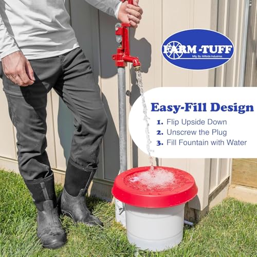 FARM-TUFF Plastic Easy Fill Poultry Waterer, 3 Gallon Capacity – Chicken and Game Bird Water Dispenser – Gravity-Fed Plastic Water Fountain for Hens, Ducks, Turkeys, and Backyard Flocks