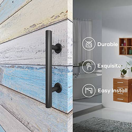 EaseLife 2 Pack 12" Round Sliding Barn Door Handles and Pulls | Rustic Double Sided Hardware Set, Heavy Duty, Matte Black Powder Coated Finish, Easy Install - color: Black, size: 12 Inch
