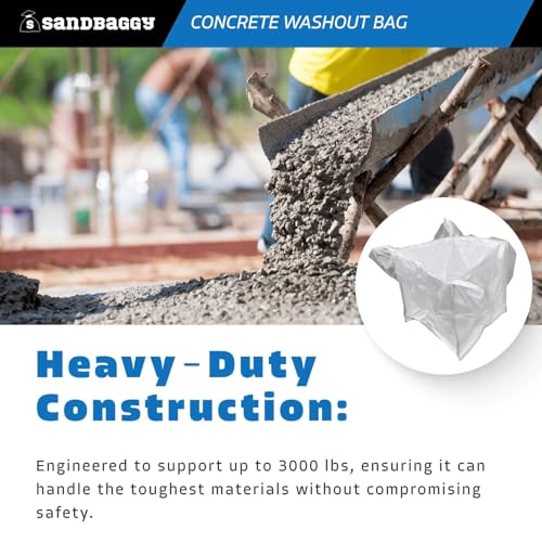 Sandbaggy 170 Gal. Concrete Washout Bag w/Plastic Liner - UV Protected (35" x 35" x 30") - 3000 lb Weight Capacity (1)