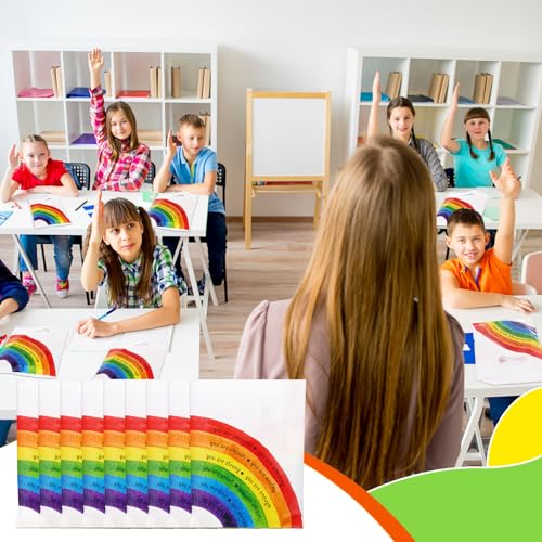 Coume 100 Pcs Back to School Gifts Bags Rainbow Inspiration Quotes Treat Bags with Handles Small Plastic Goodie Snack Bag for Students Teachers Kids Birthday Party Favors, 6" x 8" - style: Rainbow Style