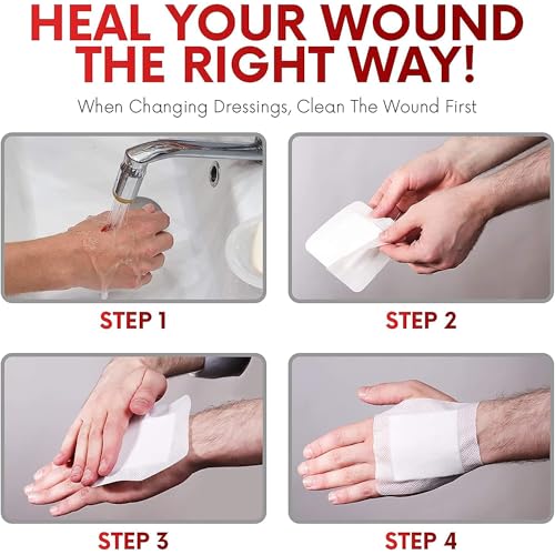 HEALQU Island Dressing - 4"x4", 60 Count - Bordered Gauze Sterile Individually Wrapped Gauze Pads, Water-Resistant, Non-Woven Backing - Soft and Breathable Wound Dressing for First Aid and Medical - size: 4x4" (60 Pack)