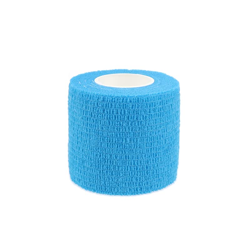 Self Adhesive Bandage Wrap Animal Cohesive Bandage Self Adherent Wrap First Aid Tape for Dogs Cats Horses Birds & Wrist Healing Ankle Sprain Swelling - color: 2 Inch Light Blue 12 Rolls