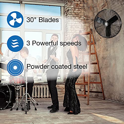 Air King 9030 30-Inch 1/4-Horsepower Industrial Grade Wall Mount Fan with 7,400-CFM, Black Finish - style: 30" Mount Fan