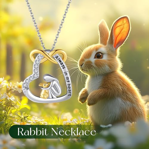Goat Necklace Crystal Goat Necklace Sterling Silver Heart Goat Necklace Animal Pendant Jewelry for Women Goat Gift for Goat Lovers - style: rabbit