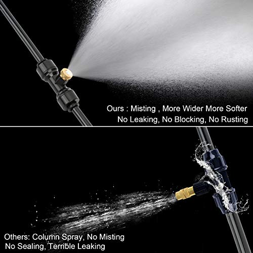 GMAULEE Misting Cooling System, DIY 49.2 FT(15M) Misting Line +15 Brass Mist Nozzles+ a Brass Connector(3/4'') Outdoor Mister System for Patio Waterpark Garden Trampoline Greenhouse - size: 49.2 ft (15M)+15 Brass