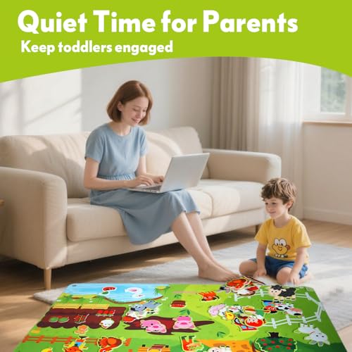 Felt Busy Board for Kids 3-5, Farm Animals Story Set for Children Play | Large Wall Activity, Montessori Toys, Barnyard Theme Interactive Sensory Toys, Preschool Early Learning Play Kit, Classroom