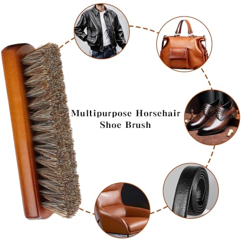 Shoe Brush, Horsehair Shoe Brush Shoe Cleaning Brush Boot Brush for Leather, Shoe Brushes Shoe Shine Brush Brush Shoe Polish Brush for Cleaning and Care Leather Shoes Clean Dauber Applicators - size: 7 Inch