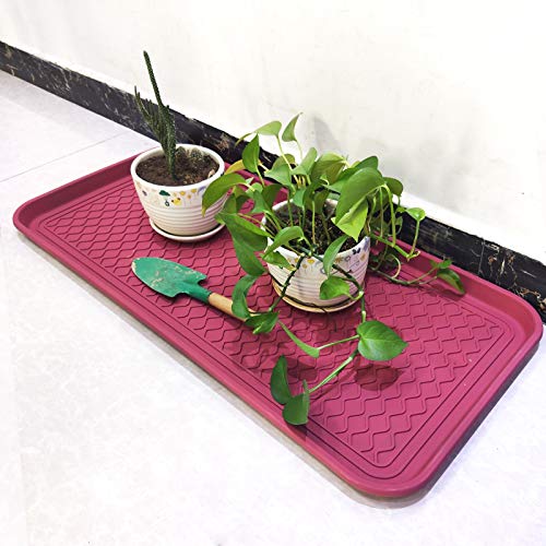 Boot Tray 2 Pack Large Multifunctional Boot Mat Washable Indoor or Outdoor Tray Mat for Shoes Boots Plants Pots Paint Tins Pet Bowls Car Storage, 30 x 15 x 1.2 Inches - color: Red