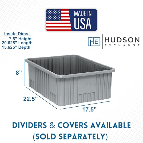 Hudson Exchange 22.5 x 17.5 x 8" Customizable Divider Grid Box Container Tote, Gray - color: Gray, size: 1 Pack