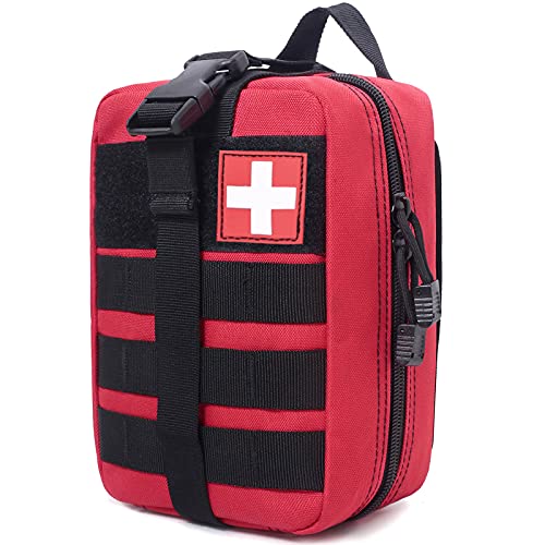 Molle Pouch, Sturdy 600D Nylon Tactical Medical Pouch,Rip-Away EMT First Aid Pouch (Bag Only) - color: red1