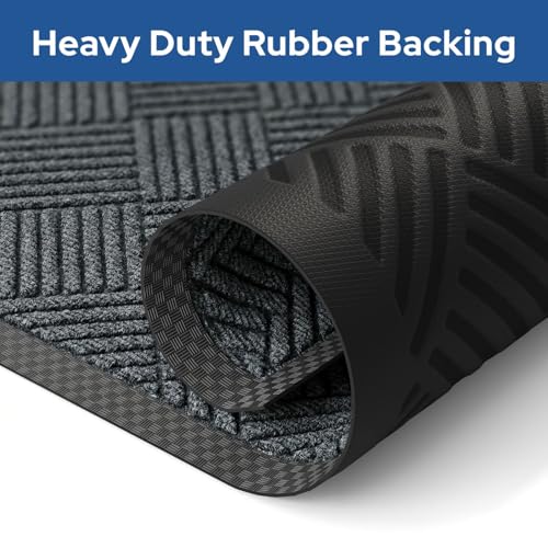 Barnyard Designs Premium Gray Non-Slip Door Mat (17" x 30", 2-Pack) | Heavy-Duty Entrance Rugs with Rubber Backing for Entryway, Patio, or Porch; Indoor and Outdoor; Set of 2 - size: 1'5" x 2'6"
