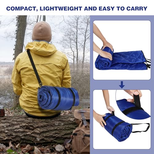 REDCAMP Large Camping Blanket with Sherpa Lining, Blue 79"x59" | Cold Weather Warm Thick Outdoor Blanket Comfy Foldable & Windproof for Camping Stadium,Car,Picnics,Pet,Trip,Machine Washable - color: 59"x 79" Blue
