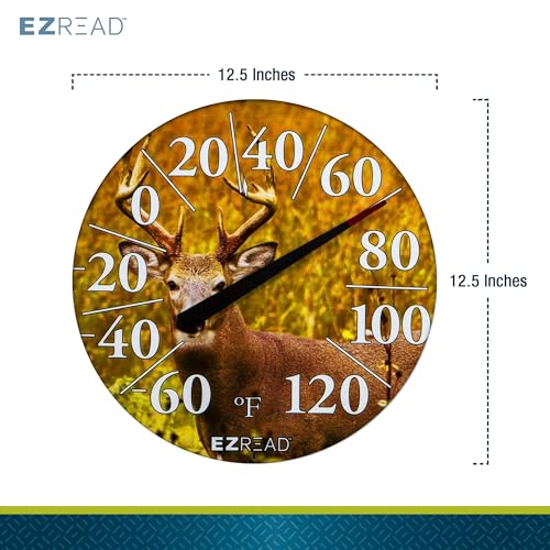 EZREAD Hanging Dial Thermometer 840-1225 Weather Thermometers for Indoor and Outdoor Use, Large 12.5 Inch Diameter, Easy to Read Numbers, Winter Cardinal - color: Winter Cardinal