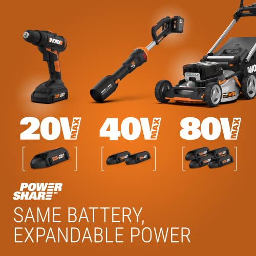 WORX Cordless Grass Shear & Shrub Trimmer, 20V 4"+ 8" Bush Trimmer, WG801.9 | Battery & Charger Not Included; two interchangeable blades for grass and shrub trimming; PowerShare. - style: 8" 20V Shrubber Trimmer/Tool Only