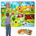 Felt Busy Board for Kids 3-5, Farm Animals Story Set for Children Play | Large Wall Activity, Montessori Toys, Barnyard Theme Interactive Sensory Toys, Preschool Early Learning Play Kit, Classroom