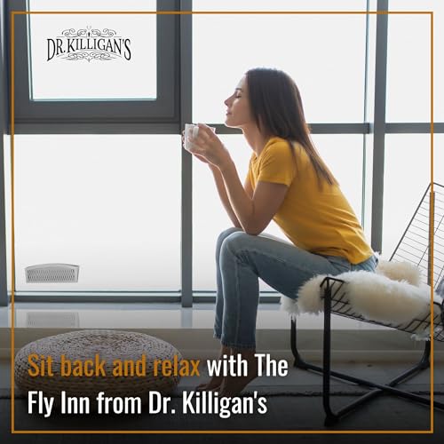 Dr. Killigan's Sticky Window Fly Traps Indoor, 2 Traps + 4 Inserts | Indoor Insect Trap, Catches and Hides Bugs, Looks Better Than Fly Paper or Fly Ribbon