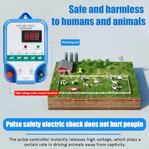 Electric Fence Charger for Livestock - 12 kV 3 Joules High-Power Electric Fence Energizer for Containing Pets Livestock and Preventing Wild Animals Intruding (7.08in)