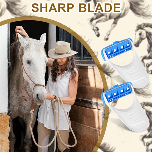 48 Pcs Horse Clippers Horse Grooming Razor Disposable Grooming Razor Horse Trimmer Shaver Kit Fit for Horse Dog, White&Blue