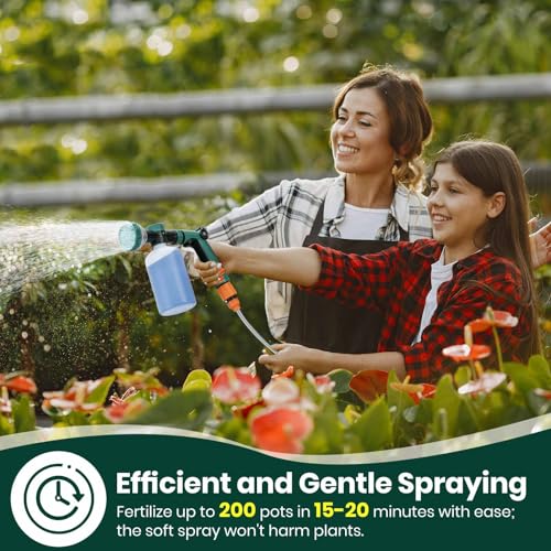 VENETIO 8-Dial Hose Attachment Spray Gun for Liquid Fertilizer/Soap | Precision Lawn & Garden Feeder for Uniform Fertilizing and Watering Plants | Hose-End Nozzle Sprayer with 16oz Bottle - style: Lawn & Garden Feeder (16 oz)