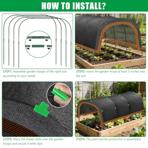 2 Pack 79"x40" Garden Shade Kit, 75% Garden Sun Shade Cloth with 11mm Hoop | Garden Shade Kit for Plants Heat Protection, Raised Garden Bed Shade Cover Plant Sun Shade for Outdoor Plants Vegetables - size: 79"x40" Shade Cloth-2 Pack