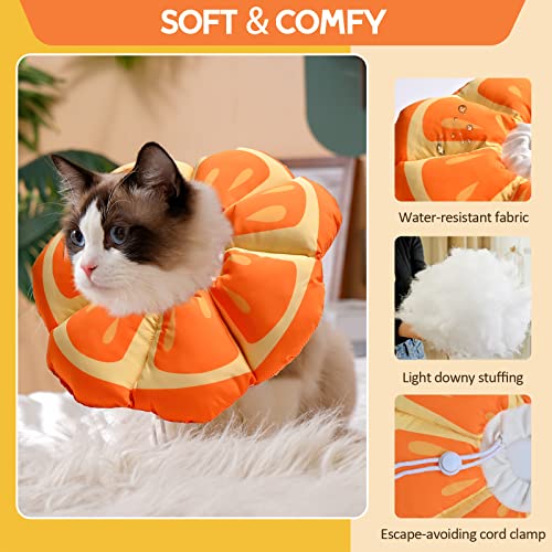 Avont Soft Adjustable Cat Recovery Collar, Cute Elizabethan Cone for Pets, Mandarin M