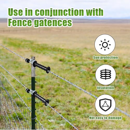 Electric Fence Gate Handle Kit T Post Insulator Spring Gate Handle Set for Horse Cattle Farm Fencing Easy Install Shock Protection(18 Pcs)