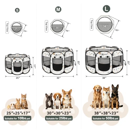 Siedihit Dog Cat Playpen, Puppy Pet Playpen Indoor for Small Dog Crate Tent | Cage Outdoor, Portable Pop Up Dogs Enclosure Kennel with Carrying Case for Dogs/Cats/Rabbits (Cute, Small) - color: Cute