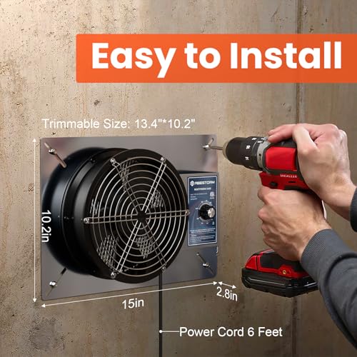 Abestorm 540 CFM Crawlspaces Ventilation Fan with Humidistat 8.7 Inch | Stainless Steel Vent Fan Digital Panel, Temperature Controller with Humidistat for Attic with Isolation Mesh, IP 55 Rated - color: Silver