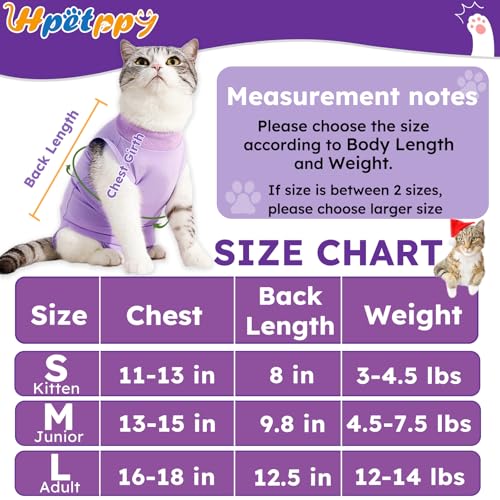 Hpetppy Cat Recovery Suit, Breathable Cat Surgery Recovery Suit Female, Cat Onesie for Cats After Surgery Spay Surgical Abdominal Wound Skin Diseases Cone of Shame Alternative Purple(M) - color: Purple, size: Medium