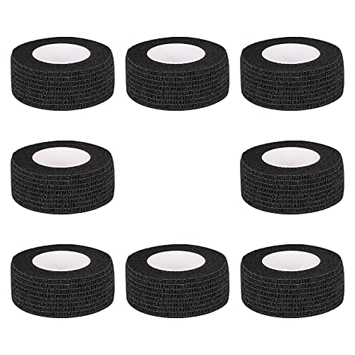 Bandage Wrap 8 Pack 1”x 5 Yards Self Adhesive Bandage Wrap Breathable Cohesive Bandage Wrap Rolls Athletic Elastic Self Adherent Wrap for Sports Injury,Wrist, Knee, Ankle Sprains and Swelling(Black) - color: Black, size: 1 Inch (Pack of 8)