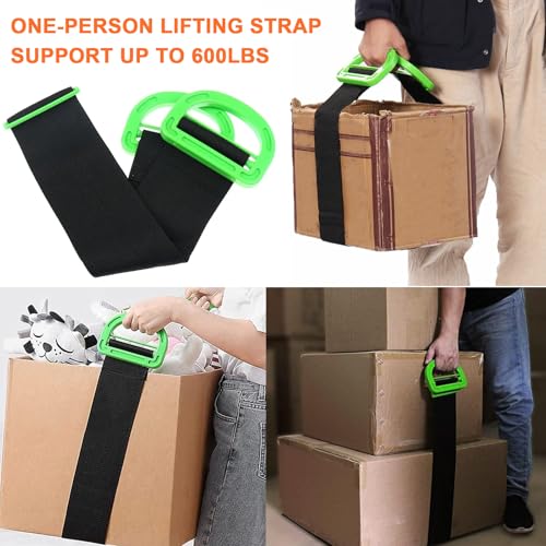Shoulder Furniture Moving Straps Chest Buckle and 1-Person Lifting Strap | 2-Person Moving Straps Adjustable Easily Lifting and Moving for Mattresses Appliances Heavy Object Up To 1200LBS - color: Orange-2Person Straps