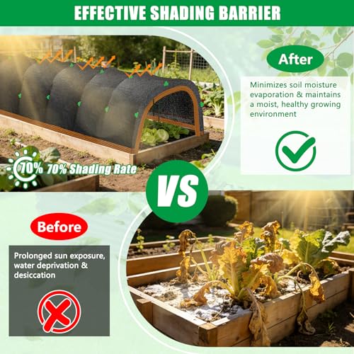 118"x79" Upgraded Garden Shade Kit, 75% Garden Shade Cloth with 11mm Hoops | Garden Sun Shade Cloth for Plants Heat Protection, Raised Garden Bed Shade Cover Plant Sun Shade for Outdoor Plant Vegetable - size: 118"x79" Shade Cloth with Hoops-1 Pack