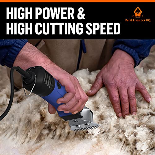 Sheep Shears Electric Clippers 2500RPM, 6-Speed Control - Heavy Duty Livestock Grooming Kit for Sheep, Goats, Alpacas, Llamas - Case, Low Vibration, 18.3ft Cord (2 Blades Included) - size: 2 Blades Included