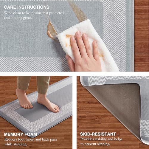 Chef Gear Hettie Anti Fatigue Cushioned Kitchen Mat 18"x48" Grey - color: Grey, size: 48"L x 18"W x 0.3"Th