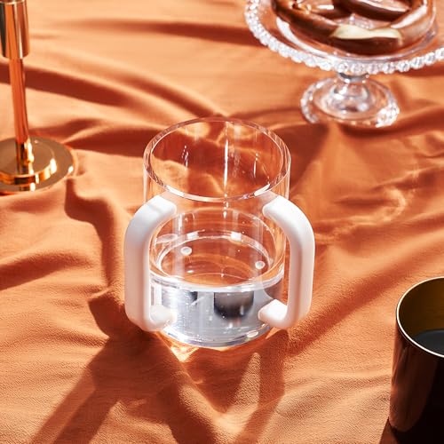 Judaica Acrylic Hand Washing Cup for Netilat Yadayim with Dual Handles - 5" Clear Unbreakable Plastic Negel Vasser Wash Cup Everyday & Passover Seder, Shabbat, Shul, Synagogue, Home (Clear & White) - color: White