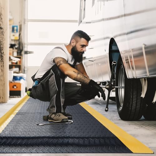 tonchean 3 x 7 FT Anti Fatigue Mats Extra Thick 15/16" Work Mat | Ergonomic Standing Floor Mat Industrial Working Soft Sponge for Machinist Workshop Garage, Reducing Pressure