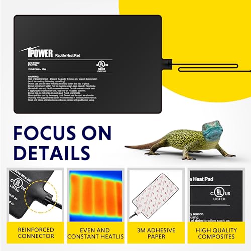 iPower 8X12 Inch Reptile Heat Pad Under Tank Heater Terrarium Warmer Heating Mat for Turtles Lizards Frogs and Other Small Animals - size: 8 X 12 Inch, style: Heat Pad