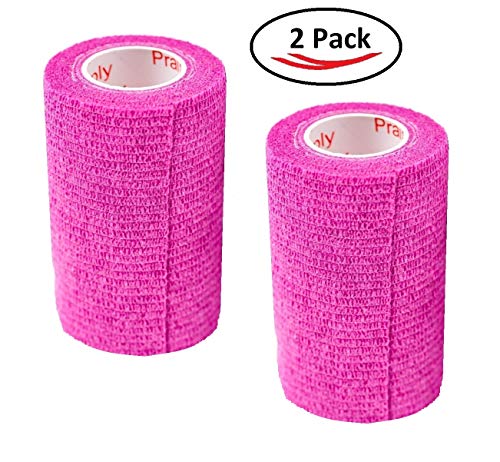 Vet Wrap Tape (Fuchsia) (2 Pack) (3 Inch x 15 feet) Self Adhesive Adherent Adhering Cohesive Flex Self Stick Bandage Grip Roll Dog Cat Pet Horse - color: Fuchsia, size: 2 Rolls
