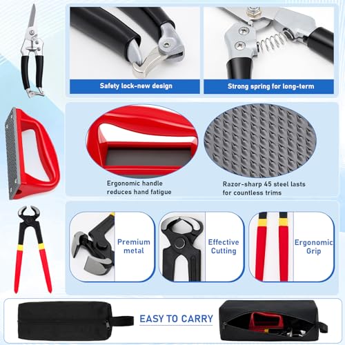 7pcs 8" Farrier Tool Kit, Hoof Rasp Nipper Trimmer Livestock Sling | 8" Hoof Nipper, 300lb Capacity Adjustable Weighing Sling, Storage Bag Included, for Goat, Pig, Sheep, Donkey, Equine, Alpaca - style: Essential Hoof Care Kit