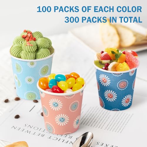 SIUQ 300 Pack 3 oz Paper Cups, Disposable Bathroom Cups, Mini Mouthwash Cup | Hot/Cold Beverage Drinking Cups, Small Paper Cups for Bathroom, Birthday Party, Travel, Events, Picnic, BBQ (Daisy) - color: Daisy 3oz-300 pack