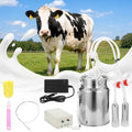 2 in1 Goat and Cows Milking Machine, 10L/2.6 Gallon Electric Milker Machine, Portable Rechargeable Cow Milker Machine with Vacuum Pump and Stainless Steel Bucket & Cleaning Brush