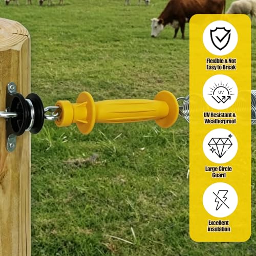 15 Pack Yellow Rubber Insulated Gate Handle Set – Heavy-Duty Electric Fence Handle, High-Visibility Durable Rubber, Weatherproof Safety Connector for Farm & Ranch Electric Fencing - color: 15-Pack
