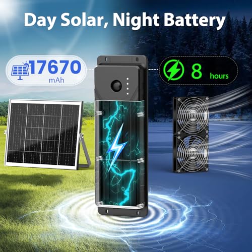Solar Fan with Battery, 5.5" Solar Fan for Greenhouse & Chicken Coop, Rechargeable Solar Fans for Outside, Solar Powered Exhuast Fans for Outdoor Doghouse Shed Circulation Ventilation Cooling - size: 5.5" Fan Large