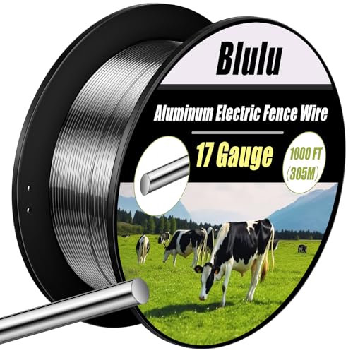 Blulu 17 Gauge Aluminum Electric Fence Wire 1000 ft Aluminum Garden Electric Fence Magnesium Alloy Chicken Wire, High Conductivity and Durability - size: 17 Gauge