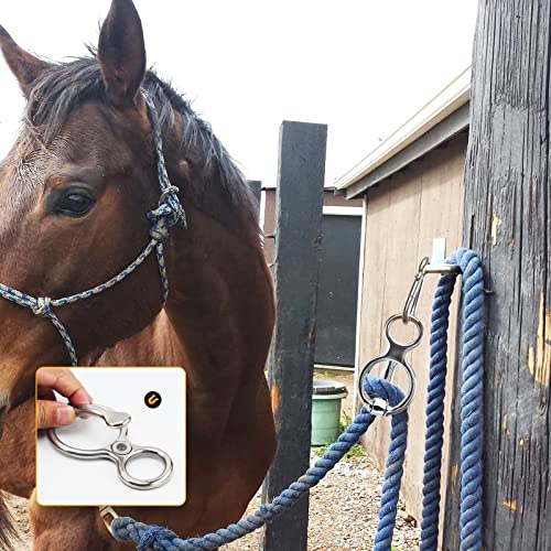 3 Pcs Horse Tie Ring,Heavy Duty Stainless Steel Tie Ring Horse Training Equipment Horse Tack and Supplies with Eye Bolt,Quick snap,Humane and Safe Tie Way - style: Silver-3PCS