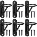 6 Pack Heavy Duty Bucket Hooks for Horse Stalls Anti-Tip Metal Bucket Holder for Horse Feed and Water Stable Barn Fence Accessories with Screws, Black