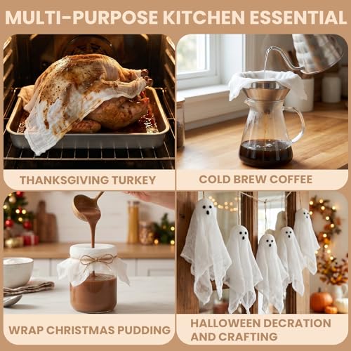 6Pcs Cheese Cloths 18x18 Inch, Grade 100 Cheesecloth for Straining | Reusable Cheese Cloth With Reinforced Edges, Unbleached Cotton Muslin Fabric Strainer for Baking,Juicing,Milk,Cheese, Crafts - size: 6 PCS - 18x18 Inch